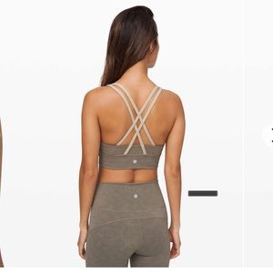 Lululemon Energy Bra Long Line - size 8 Sky Wash Print Carbon Dust / Fawn NWOT